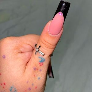 Adjustable Diamond Cross Ring